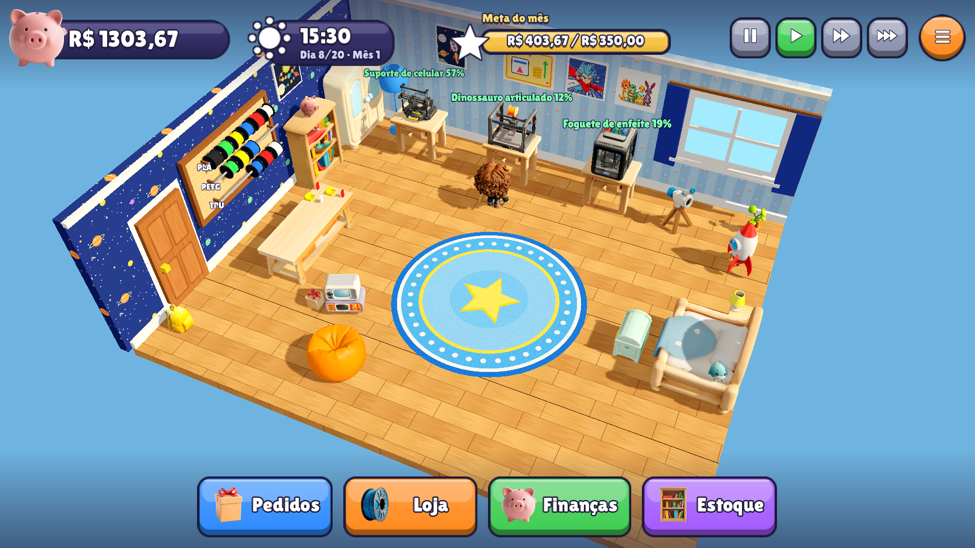 Quarto com as impressoras trabalhando